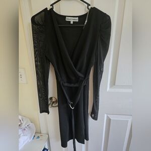 Almost Famous Black Mesh Long Sleeve Dress